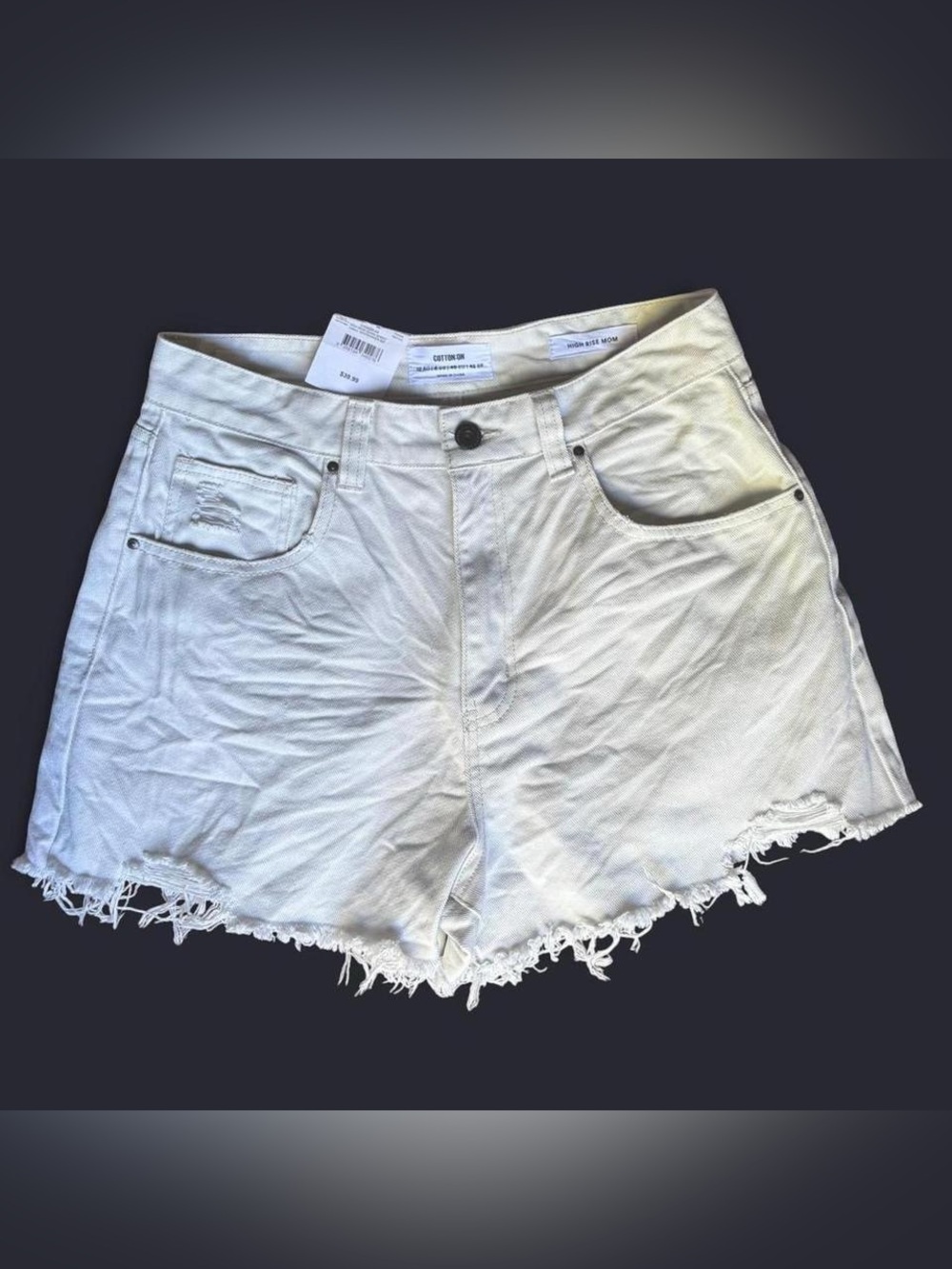 Cotton On High Rise Mom Shorts White Denim